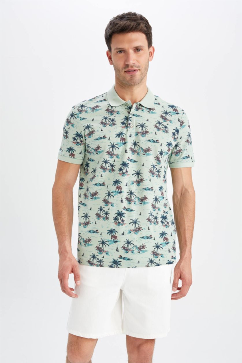 Мужчины Светло-зеленый Футболка-поло стандартного кроя для мужчин