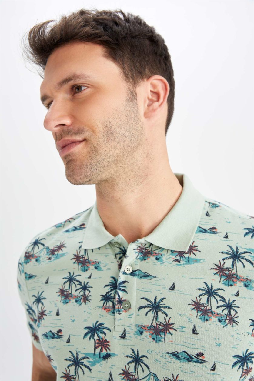 Мужчины Светло-зеленый Футболка-поло стандартного кроя для мужчин