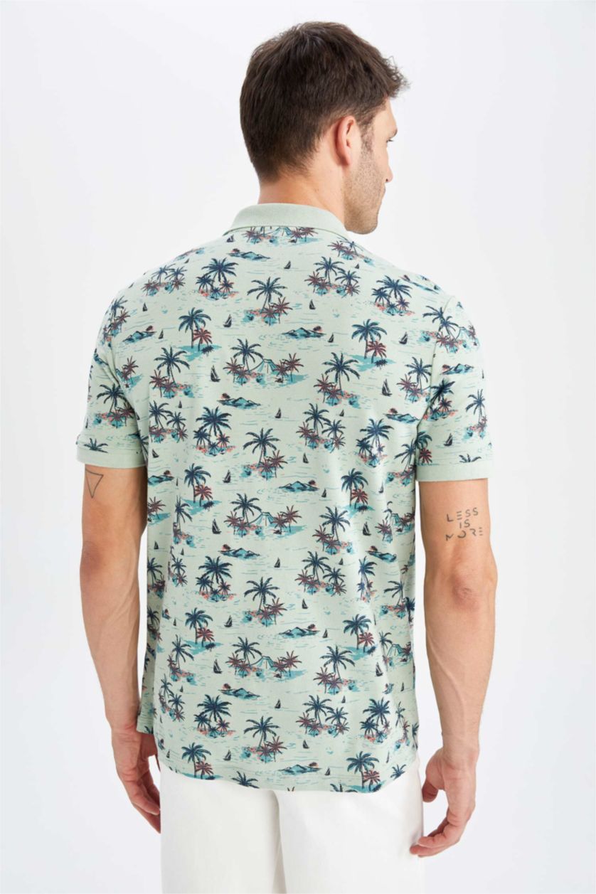 Мужчины Светло-зеленый Футболка-поло стандартного кроя для мужчин