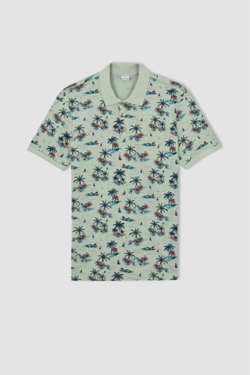 Мужчины Светло-зеленый Футболка-поло стандартного кроя для мужчин