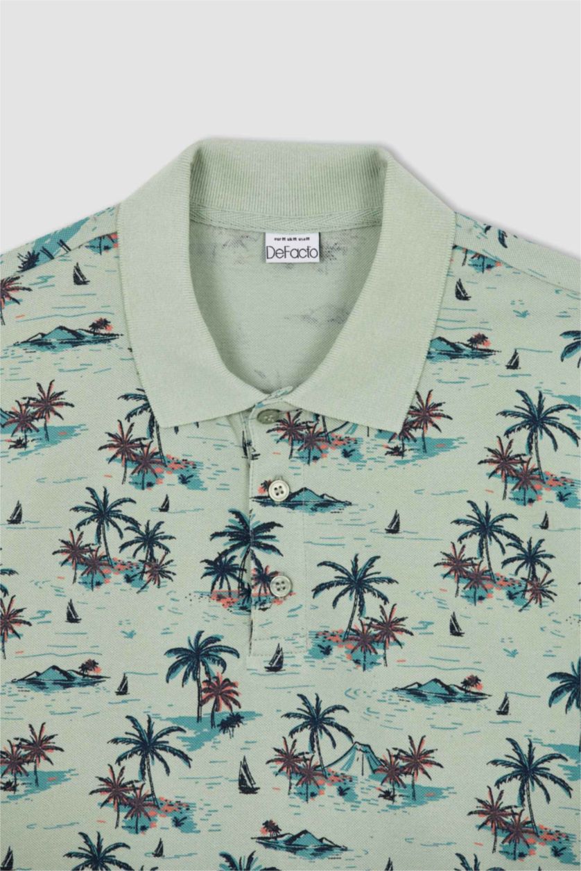 Мужчины Светло-зеленый Футболка-поло стандартного кроя для мужчин