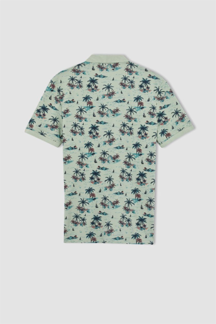 Мужчины Светло-зеленый Футболка-поло стандартного кроя для мужчин