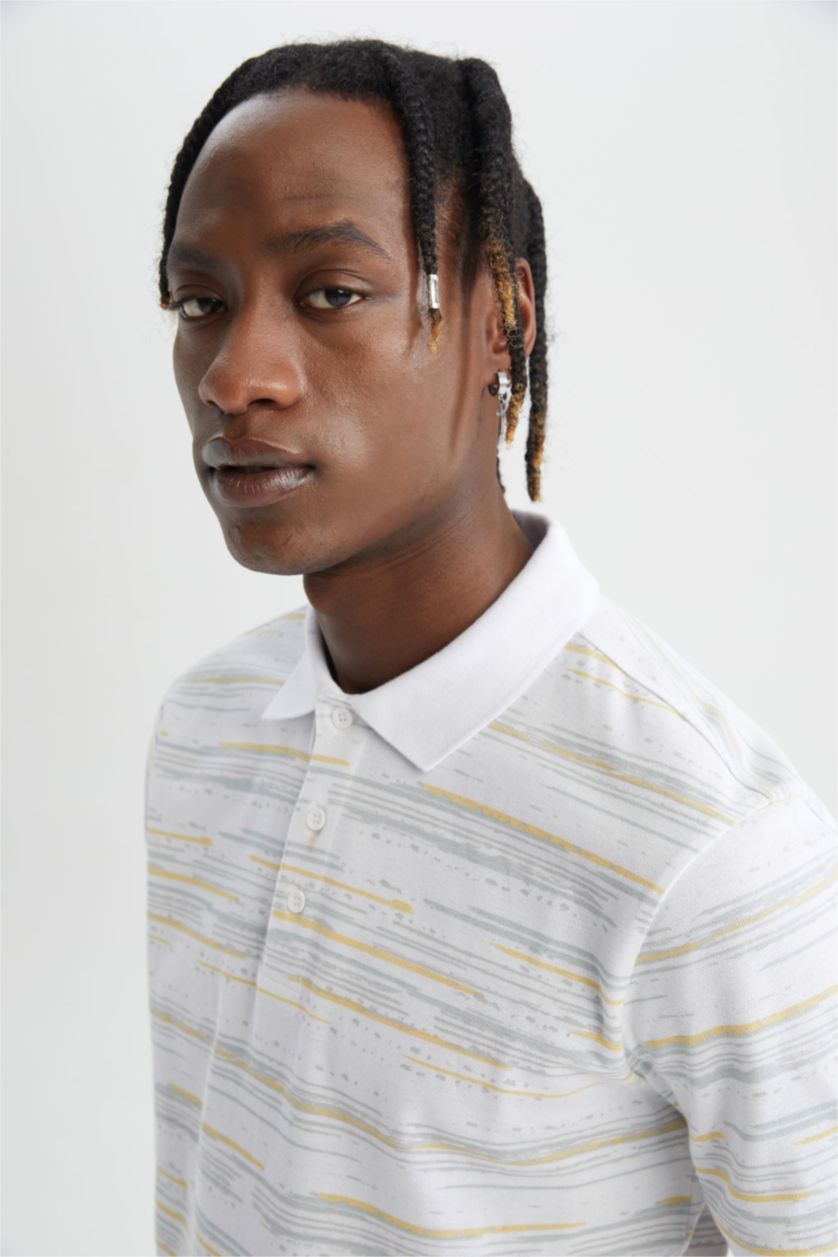 HOMME Blanc T-shirt coupe classique à manches courtes et col polo