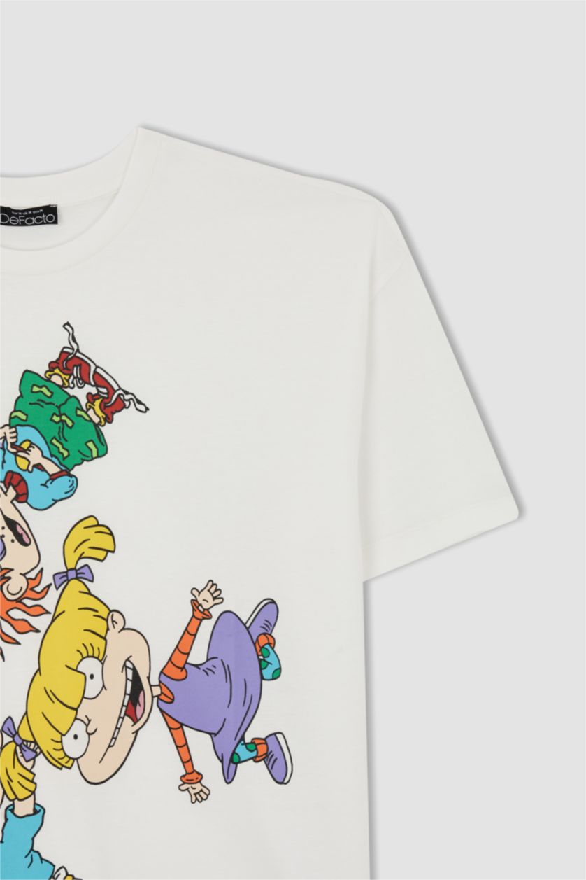 Kadın Kırık Beyaz Oversıze Kısa Kollu Tişört