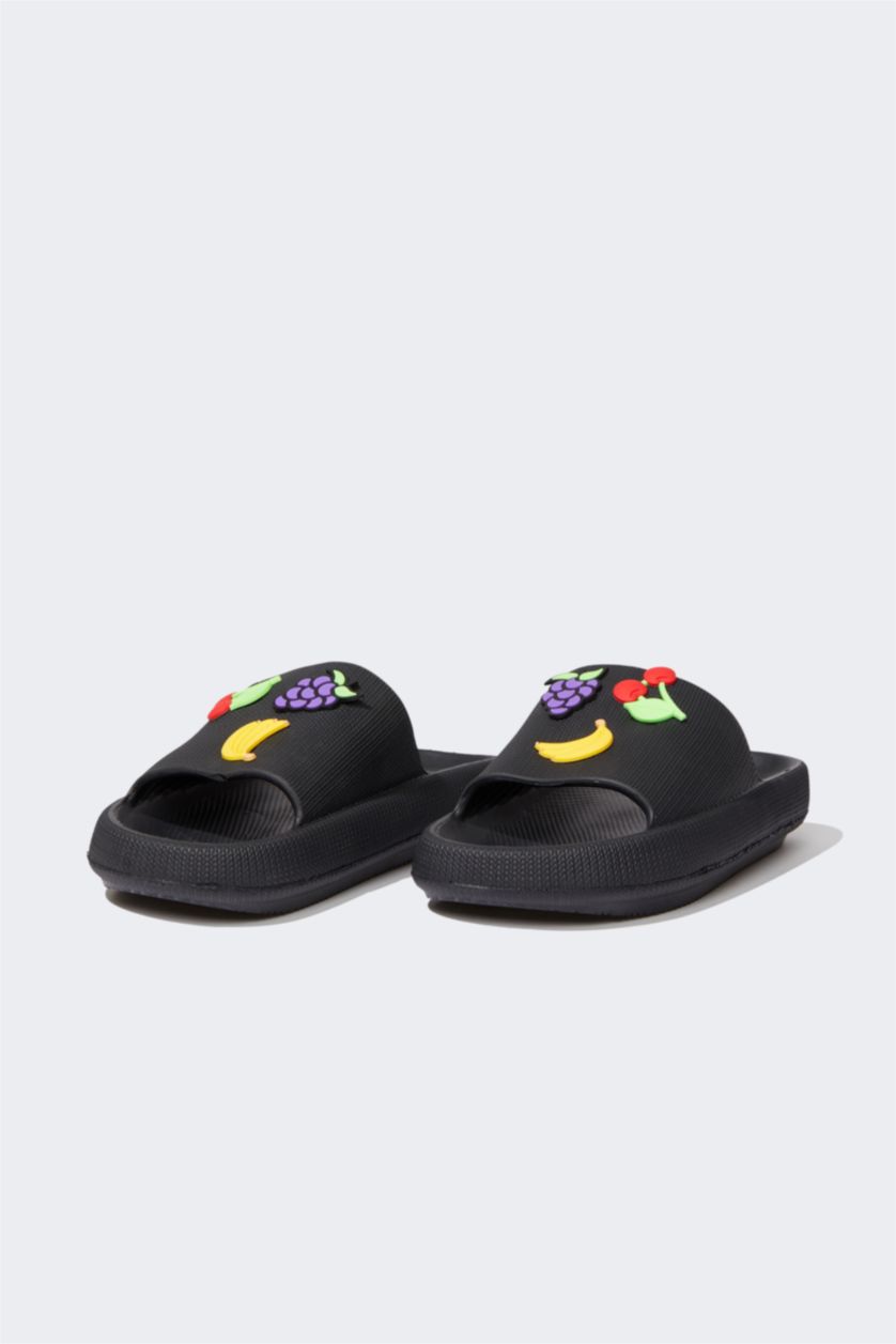 FEMME Noir Pantoufles à semelle épaisse pour femmes