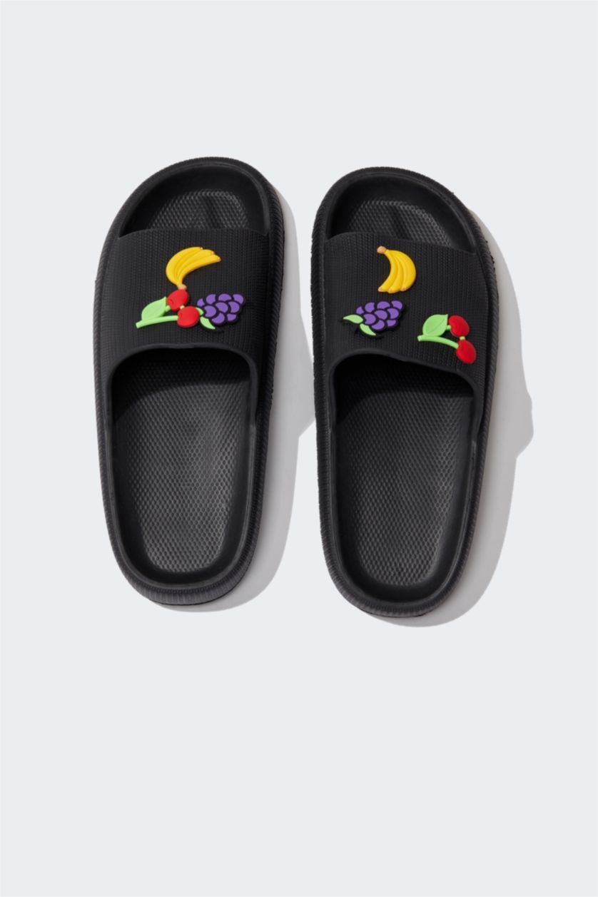 FEMME Noir Pantoufles à semelle épaisse pour femmes