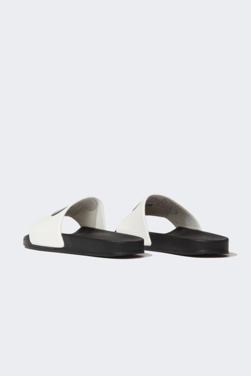 Kadın Siyah Kadın Disney Mickey & Minnie Düz Taban Tek Bantlı Suni Deri Terlik