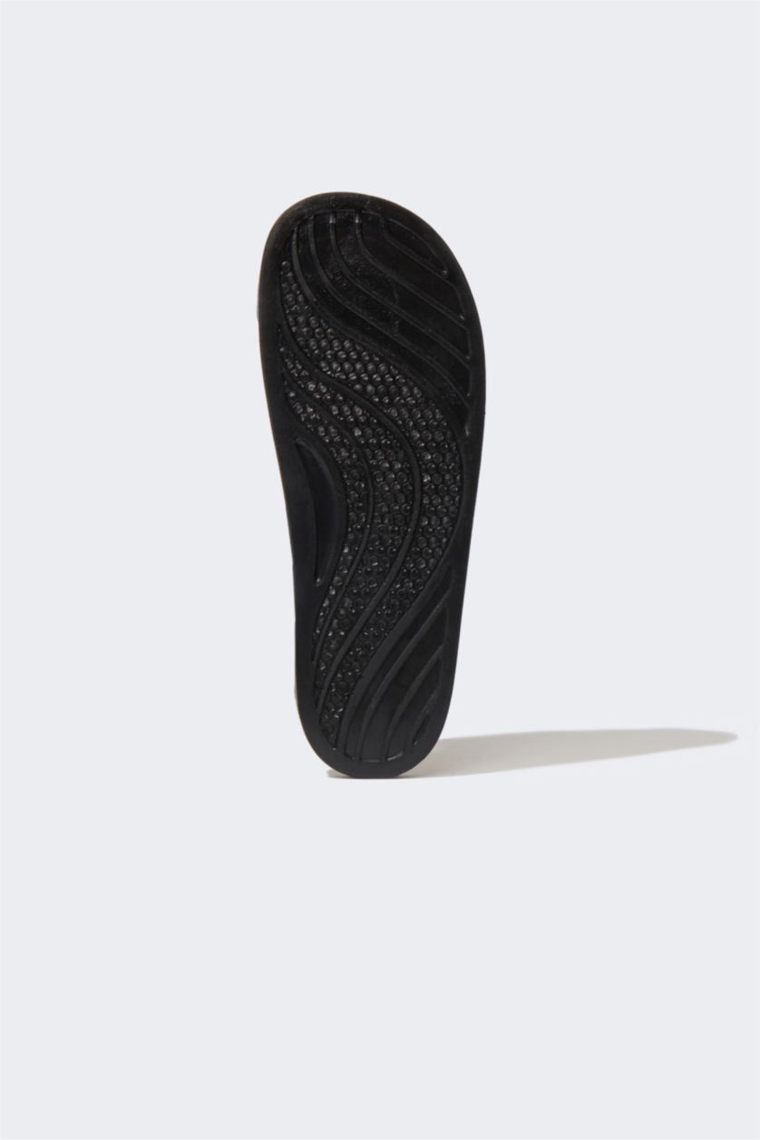 Kadın Siyah Kadın Disney Mickey & Minnie Düz Taban Tek Bantlı Suni Deri Terlik