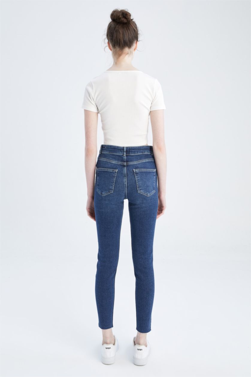 FEMME Bleu Foncé Jean skinny taille haute