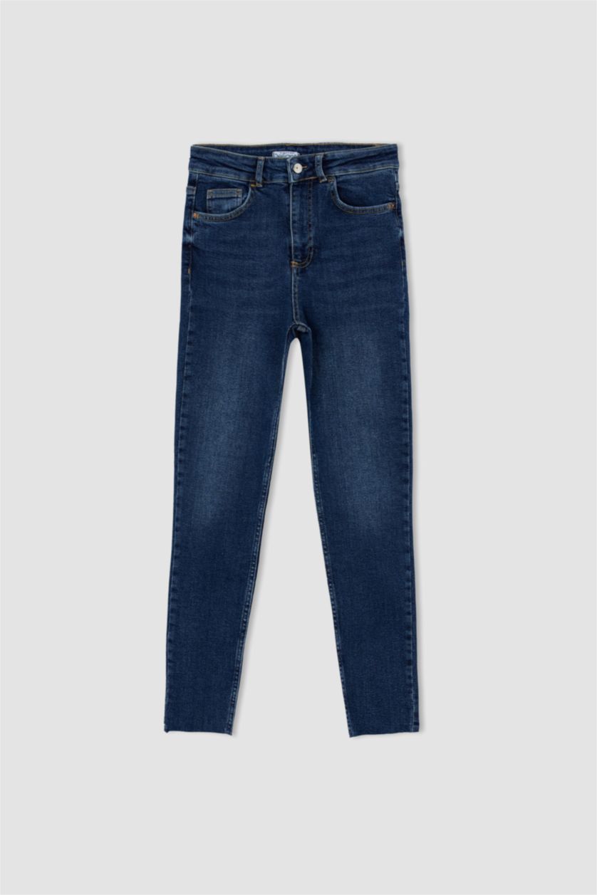 FEMME Bleu Foncé Jean skinny taille haute