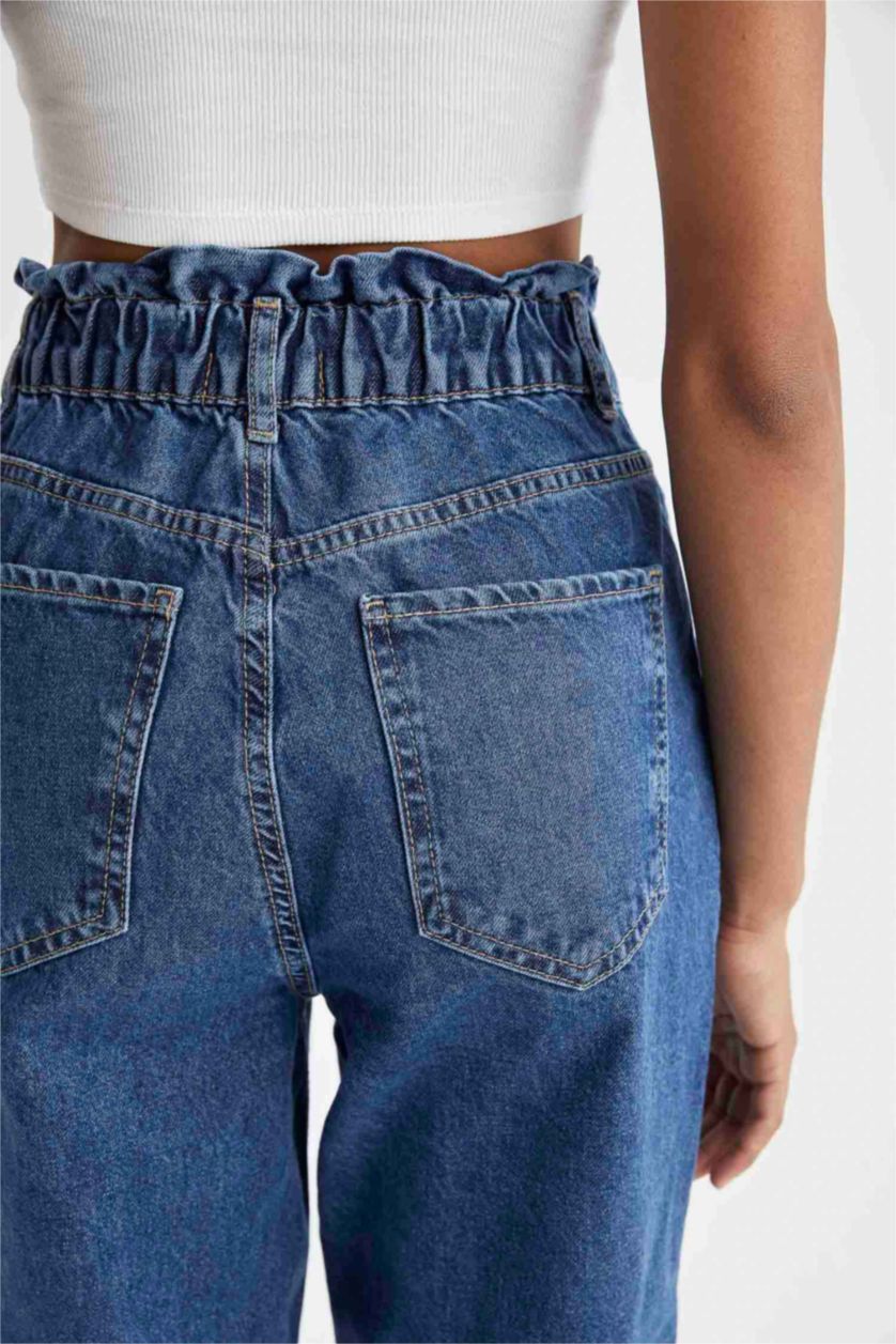 WOMAN Blue Paperbag Fit High Waisted Culotte Jeans