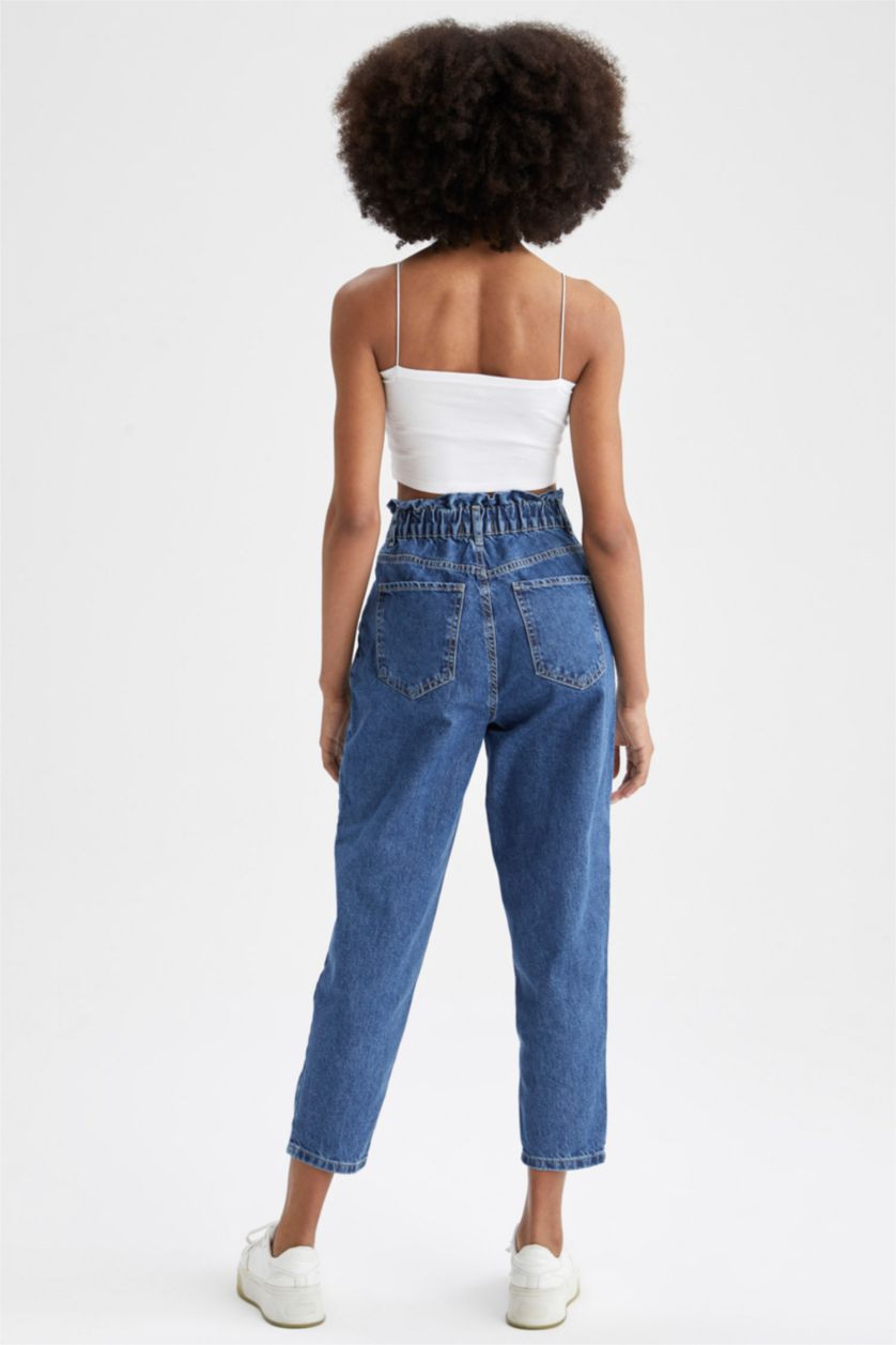 WOMAN Blue Paperbag Fit High Waisted Culotte Jeans