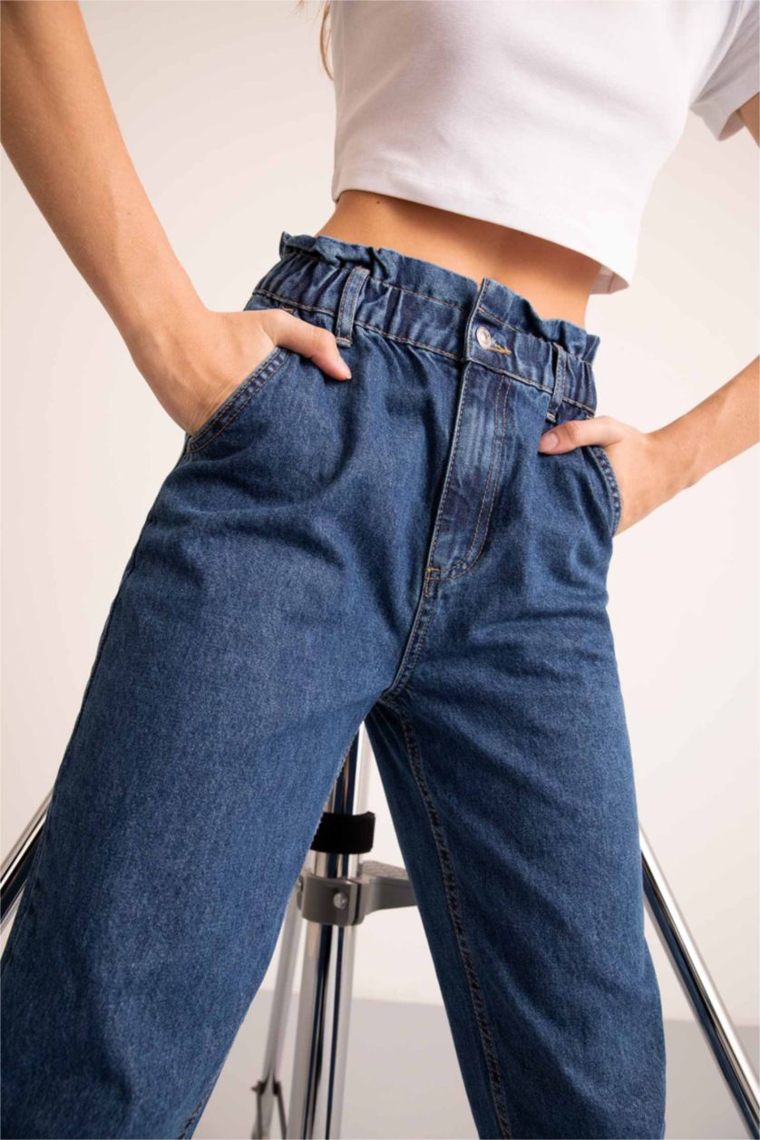 WOMAN Blue Paperbag Fit High Waisted Culotte Jeans