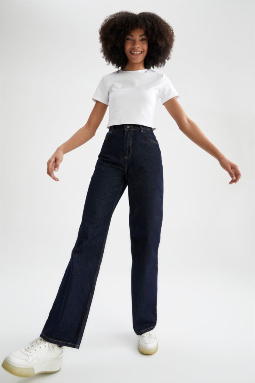 WOMAN Dark Blue 90's Wide Leg Jeans