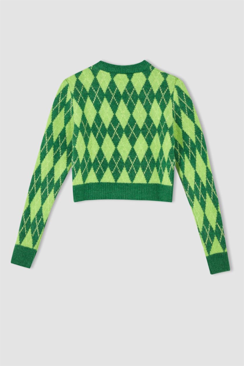 Woman Yeşil Regular Fit Crew Neck Pullover