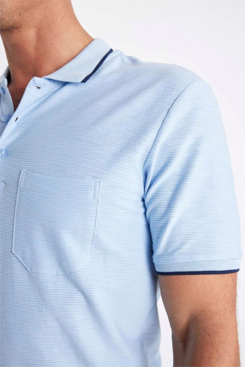 Erkek Açık Mavi Regular Fit Kısa Kollu Polo Tişört