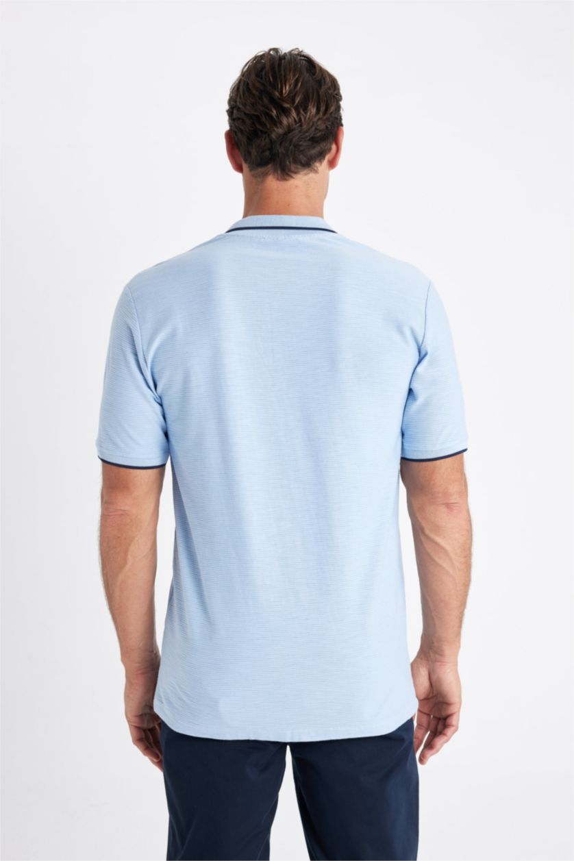 Erkek Açık Mavi Regular Fit Kısa Kollu Polo Tişört