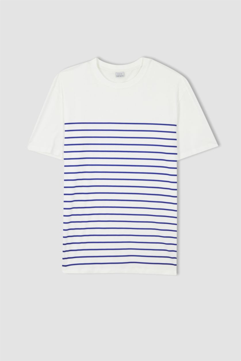 MAN Sax New Regular Fit Crew Neck Striped Short Sleeve T-Shirt