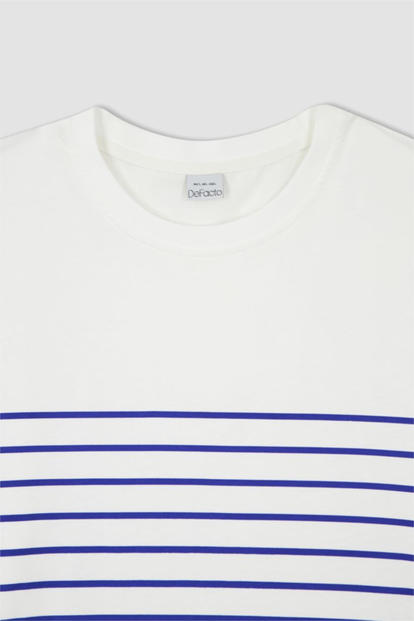 MAN Sax New Regular Fit Crew Neck Striped Short Sleeve T-Shirt