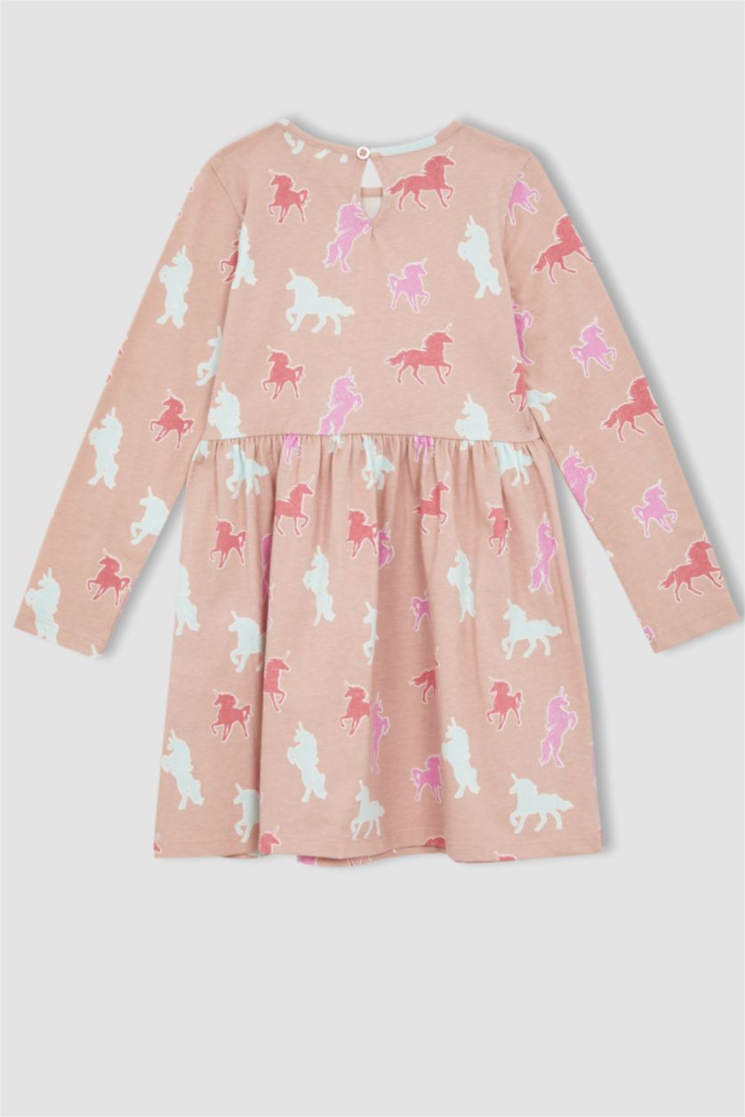GIRLS & TEENS Rose Girl Regular Fit Long Sleeve Unicorn Print Mini Dress