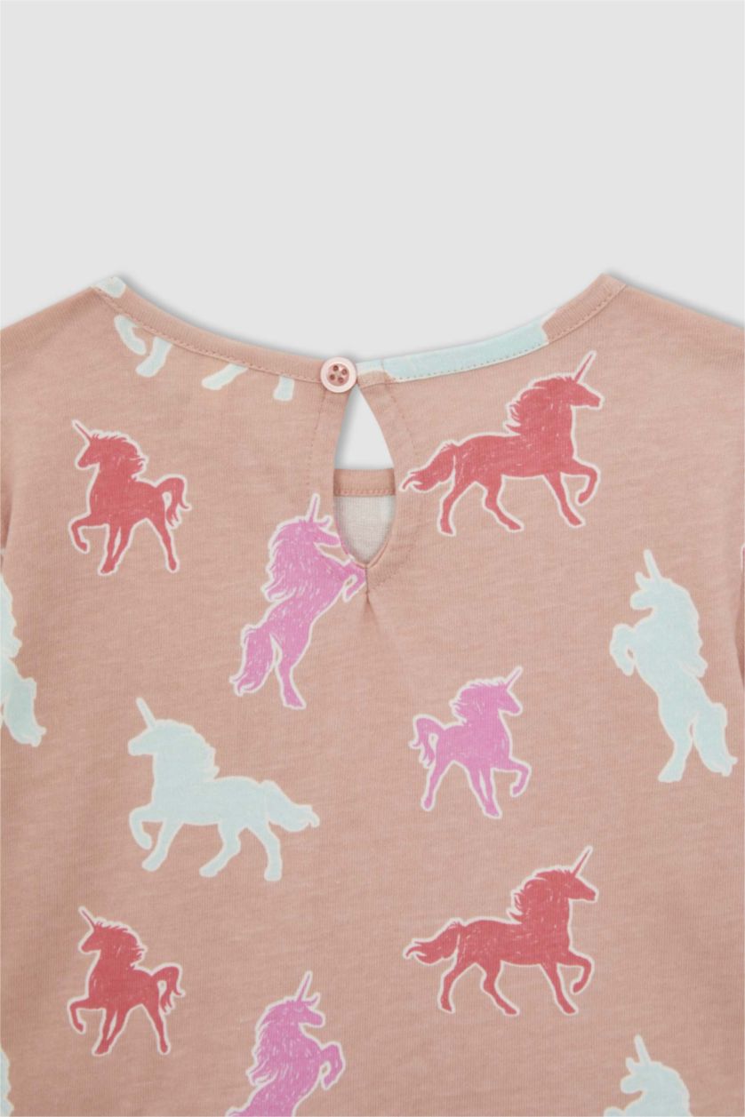 GIRLS & TEENS Rose Girl Regular Fit Long Sleeve Unicorn Print Mini Dress