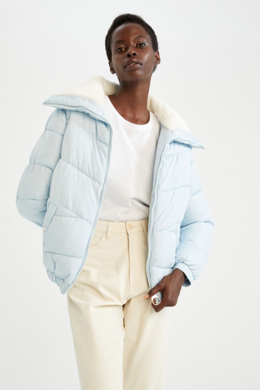 Женщины Голубрй Куртка свободного кроя для женщин