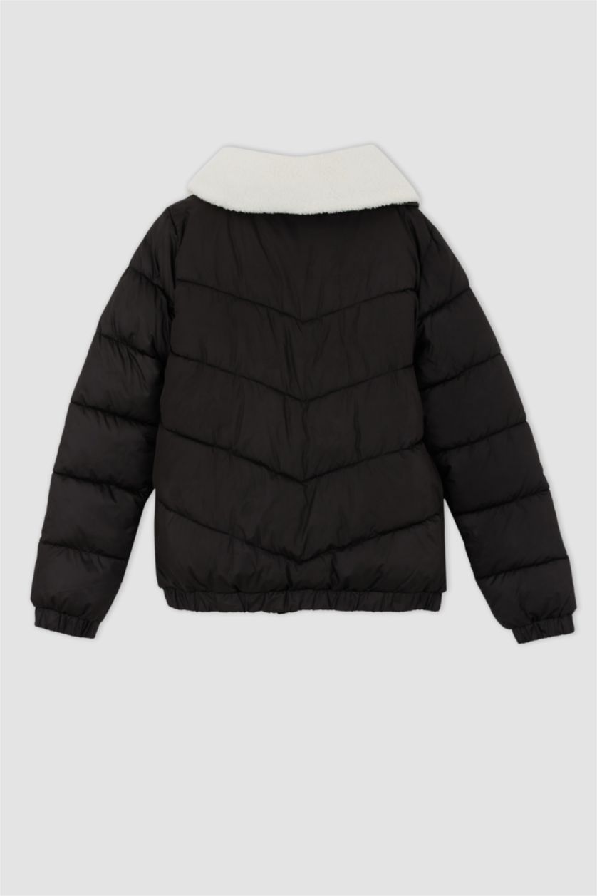 Kadın Siyah Isı Yalıtımlı Su Geçirmez Relax Fit Mont