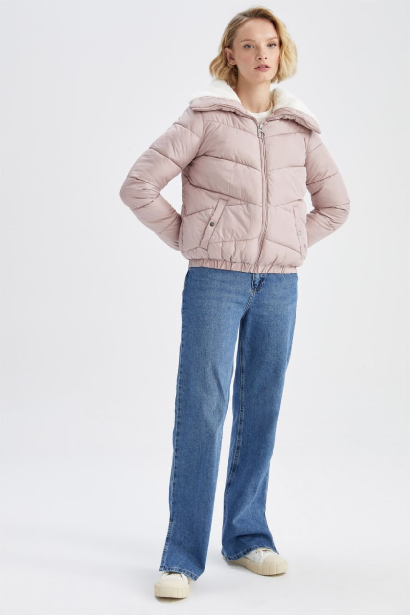 Kadın Pembe Isı Yalıtımlı Su Geçirmez Relax Fit Mont