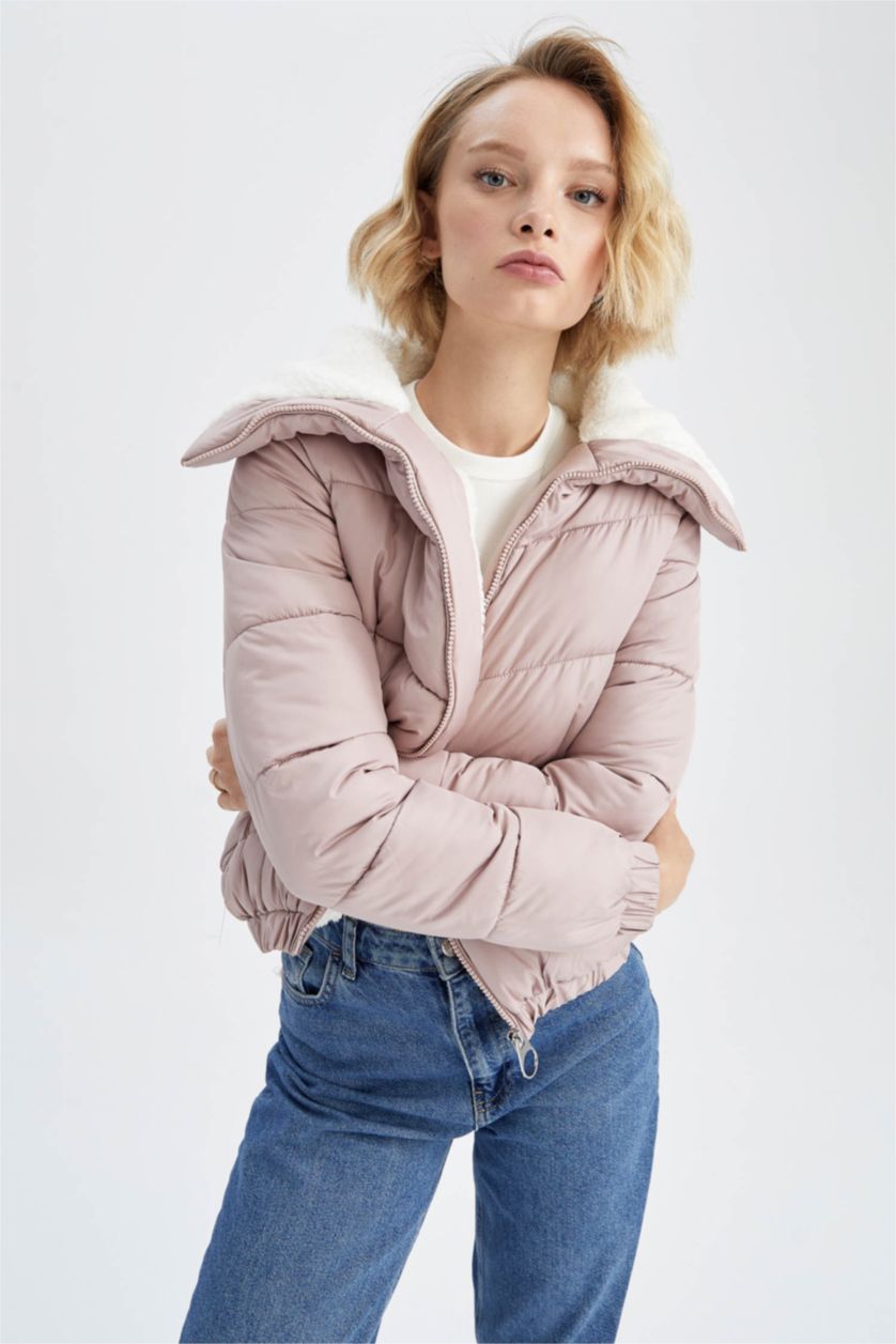 Kadın Pembe Isı Yalıtımlı Su Geçirmez Relax Fit Mont