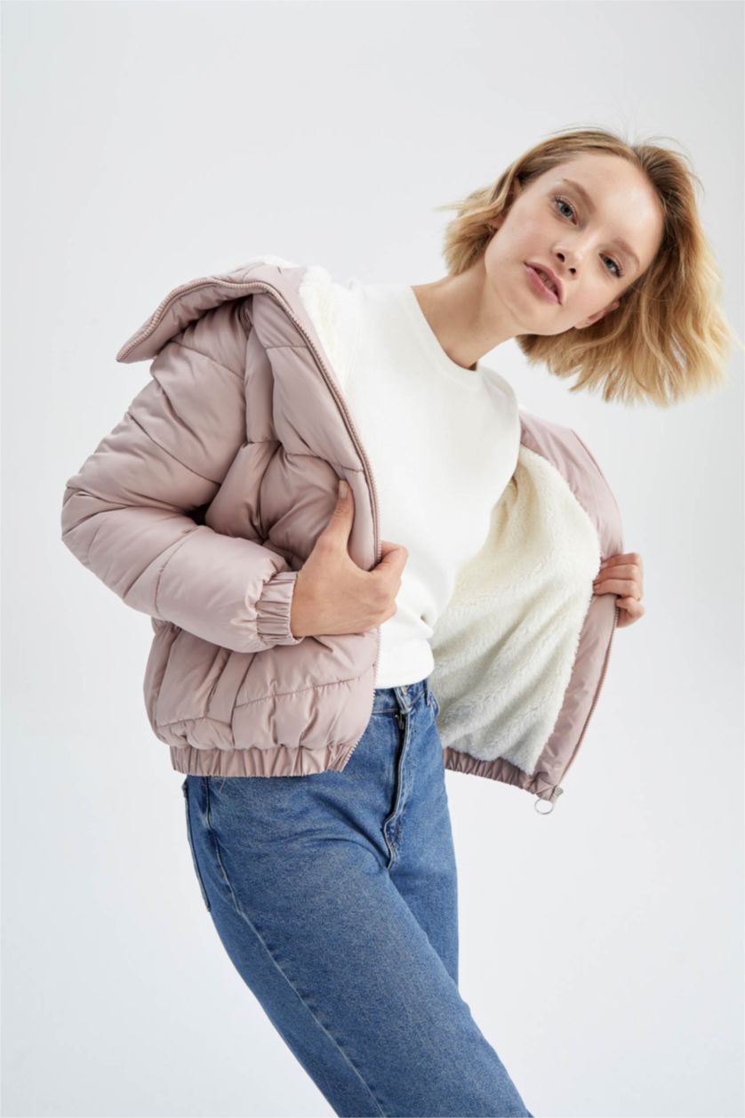 Kadın Pembe Isı Yalıtımlı Su Geçirmez Relax Fit Mont
