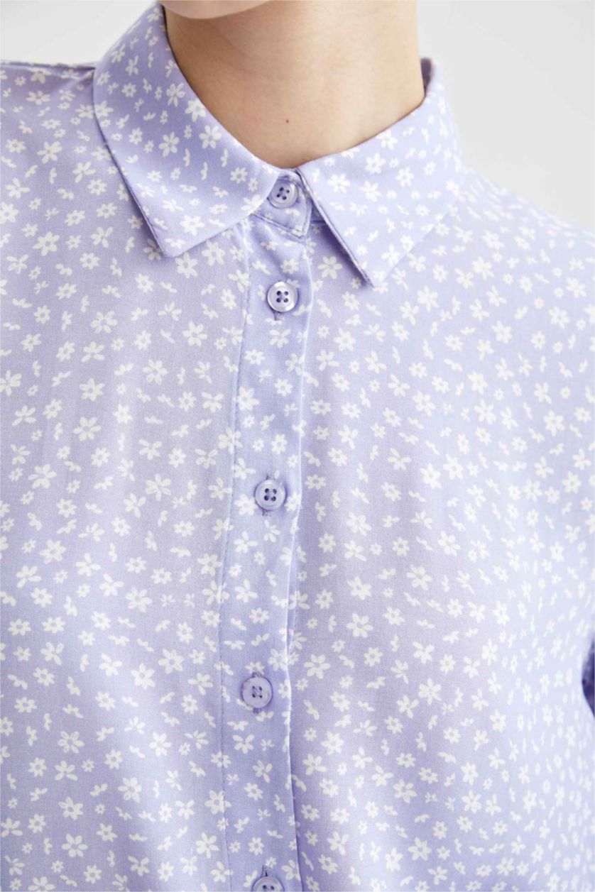 WOMAN Lilac Relax Fit Patterned Viscose Shirt Tunic