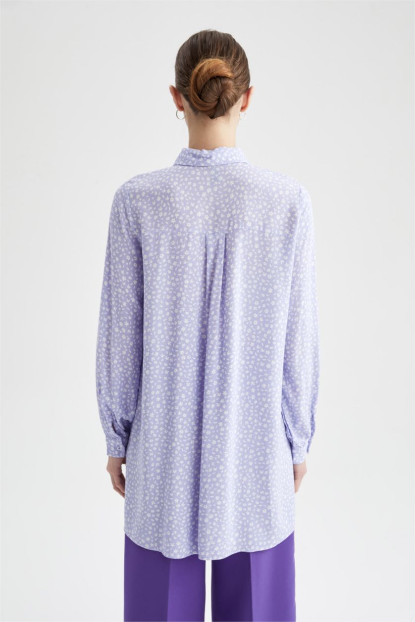 WOMAN Lilac Relax Fit Patterned Viscose Shirt Tunic