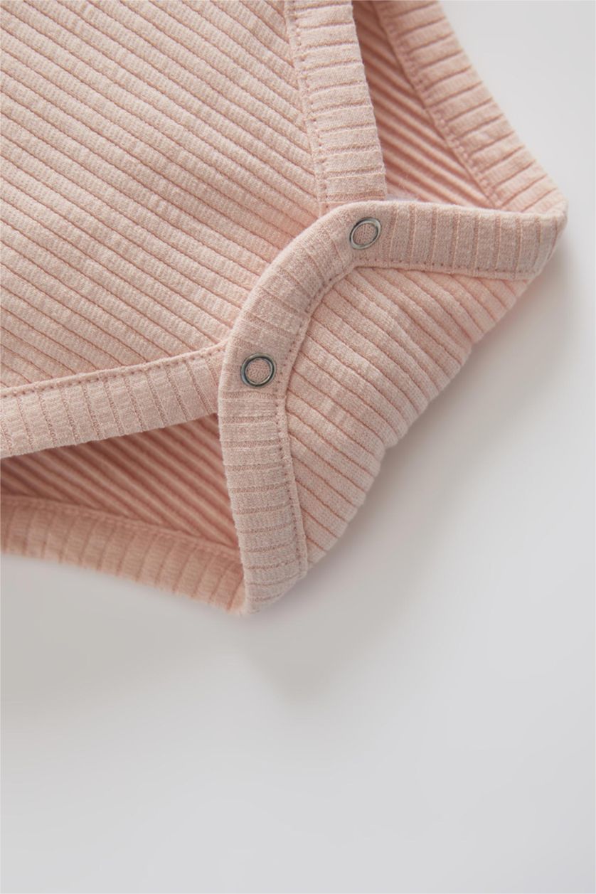 BABY GIRL Pink Baby Girl Rabbit Printed Newborn Ribbed Organic Cotton Snap-On Body Leggings Set