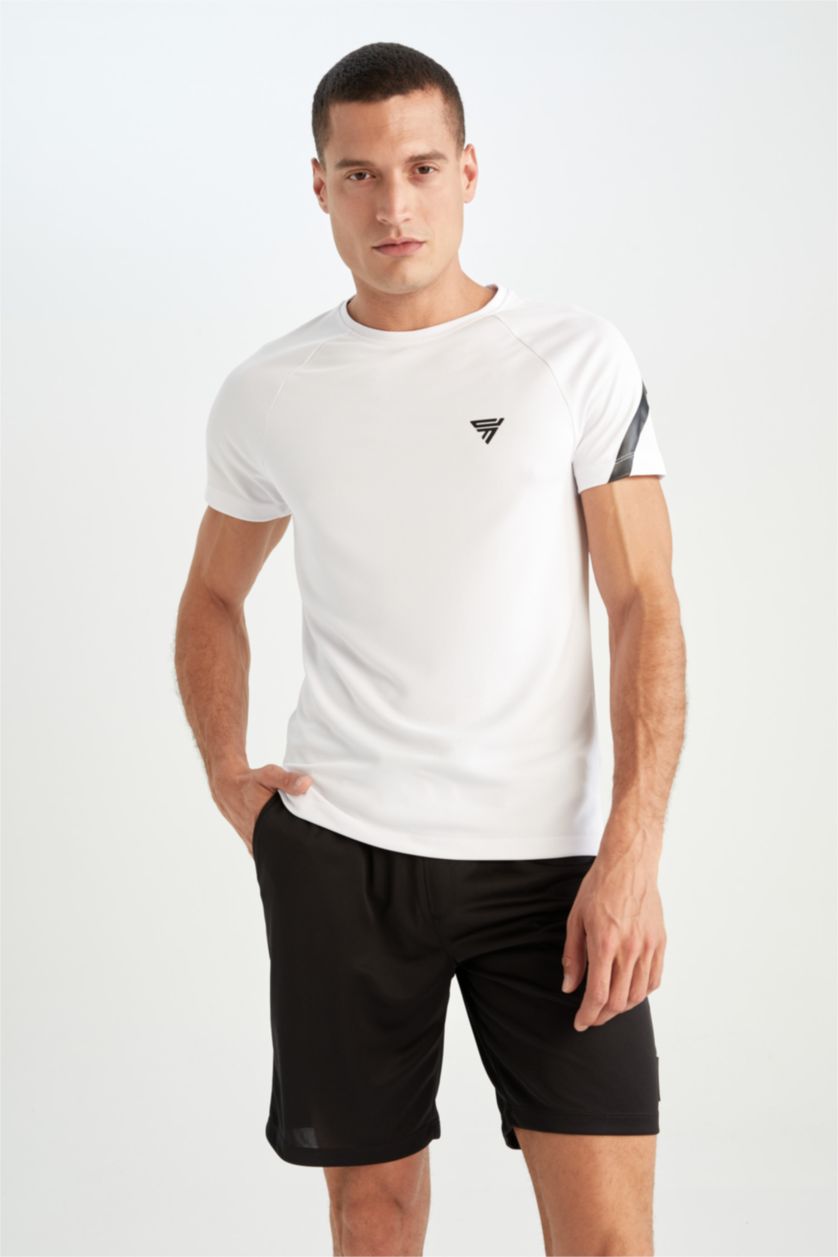 Man White Defacto Fit Slim Fit Sport T-Shirt