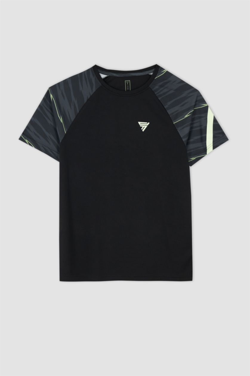 Erkek Siyah Slım Fıt Kısa Kollu Tişört