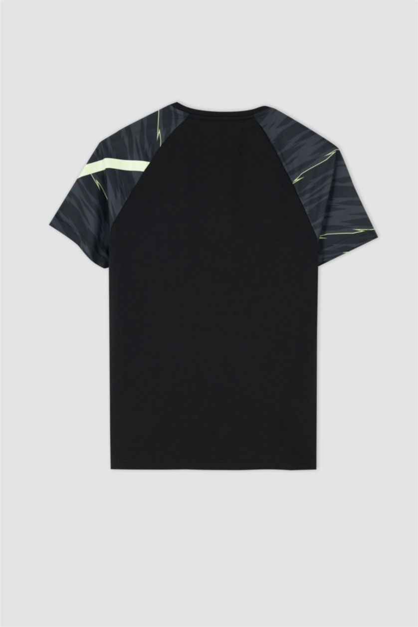 Erkek Siyah Slım Fıt Kısa Kollu Tişört