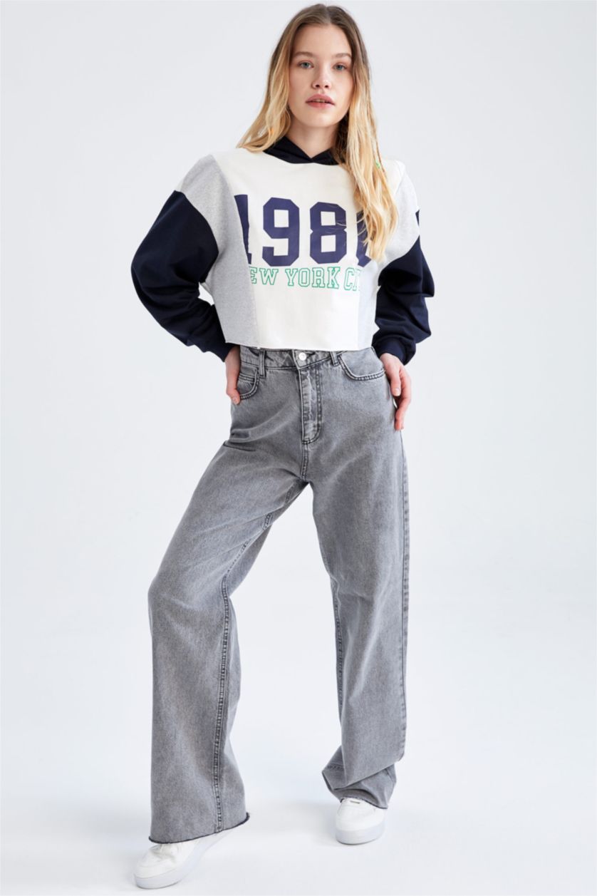نساء ميلانج رمادي Loose Fit Sweatshirt