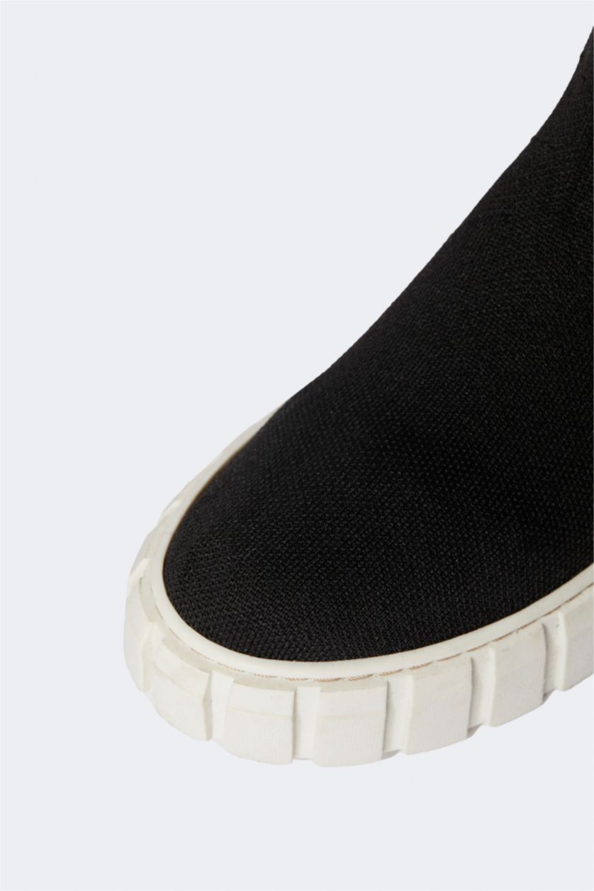 Kadın Siyah Kadın Çorap Bot Tipi Crop Sneaker Spor Ayakkabı