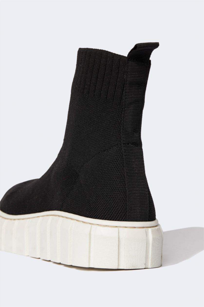 Kadın Siyah Kadın Çorap Bot Tipi Crop Sneaker Spor Ayakkabı