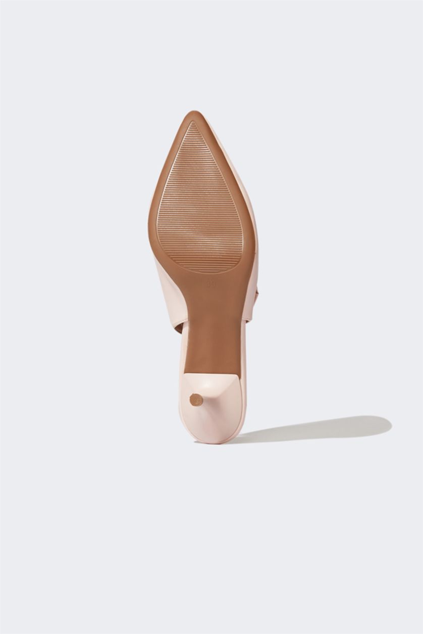 نساء زهري حذاء نسائي جلد صناعي برباط بكعب عالي