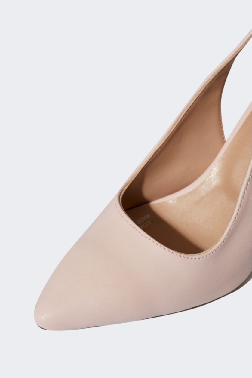 نساء زهري حذاء نسائي جلد صناعي برباط بكعب عالي