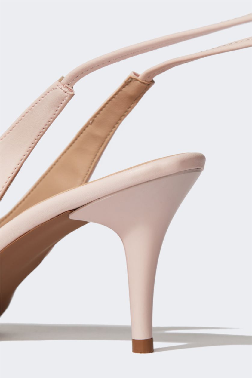 نساء زهري حذاء نسائي جلد صناعي برباط بكعب عالي