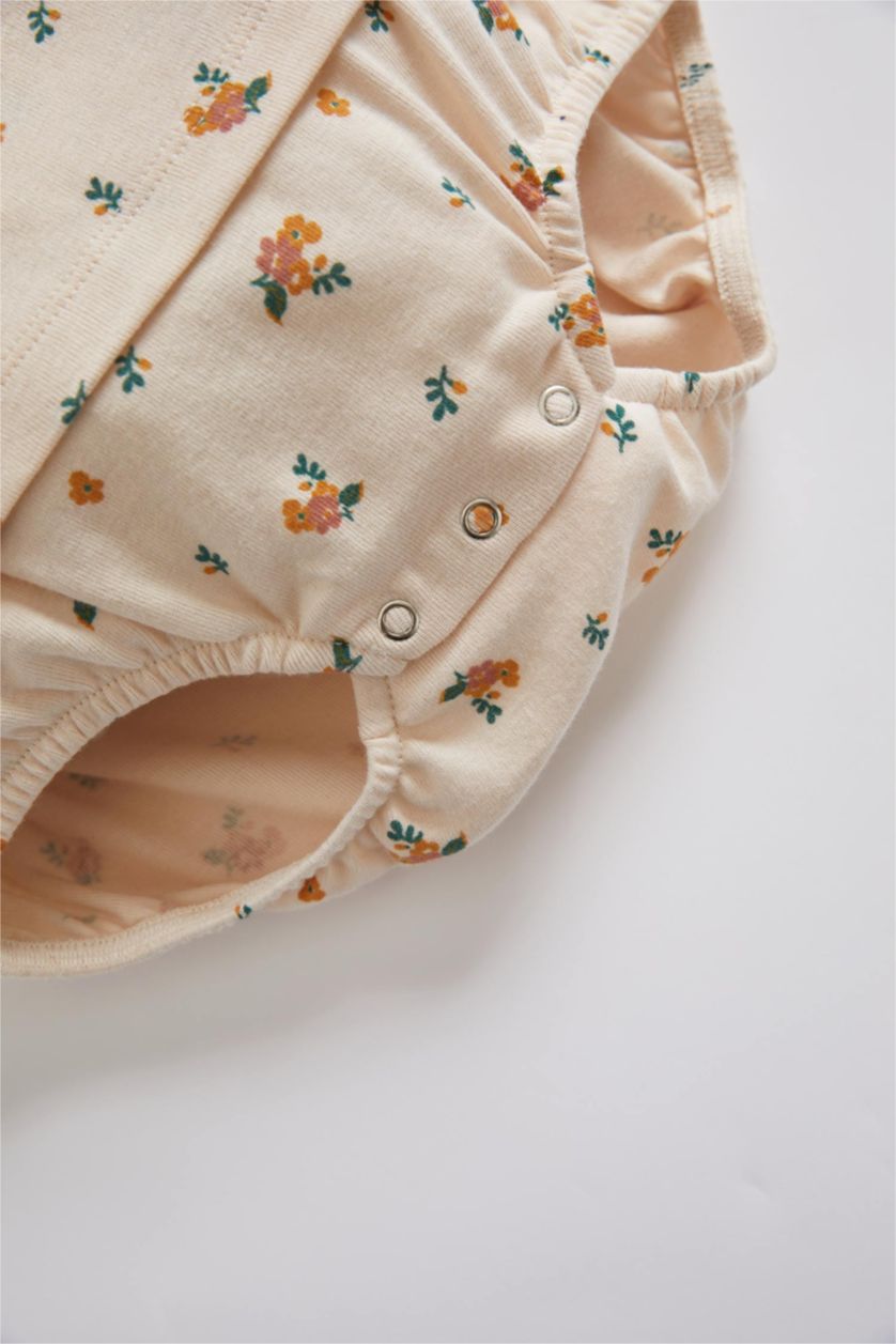 BÉBÉ FILLE Beige Robe à manches longues en coton Bio durable à motif floral pour bébé Fille