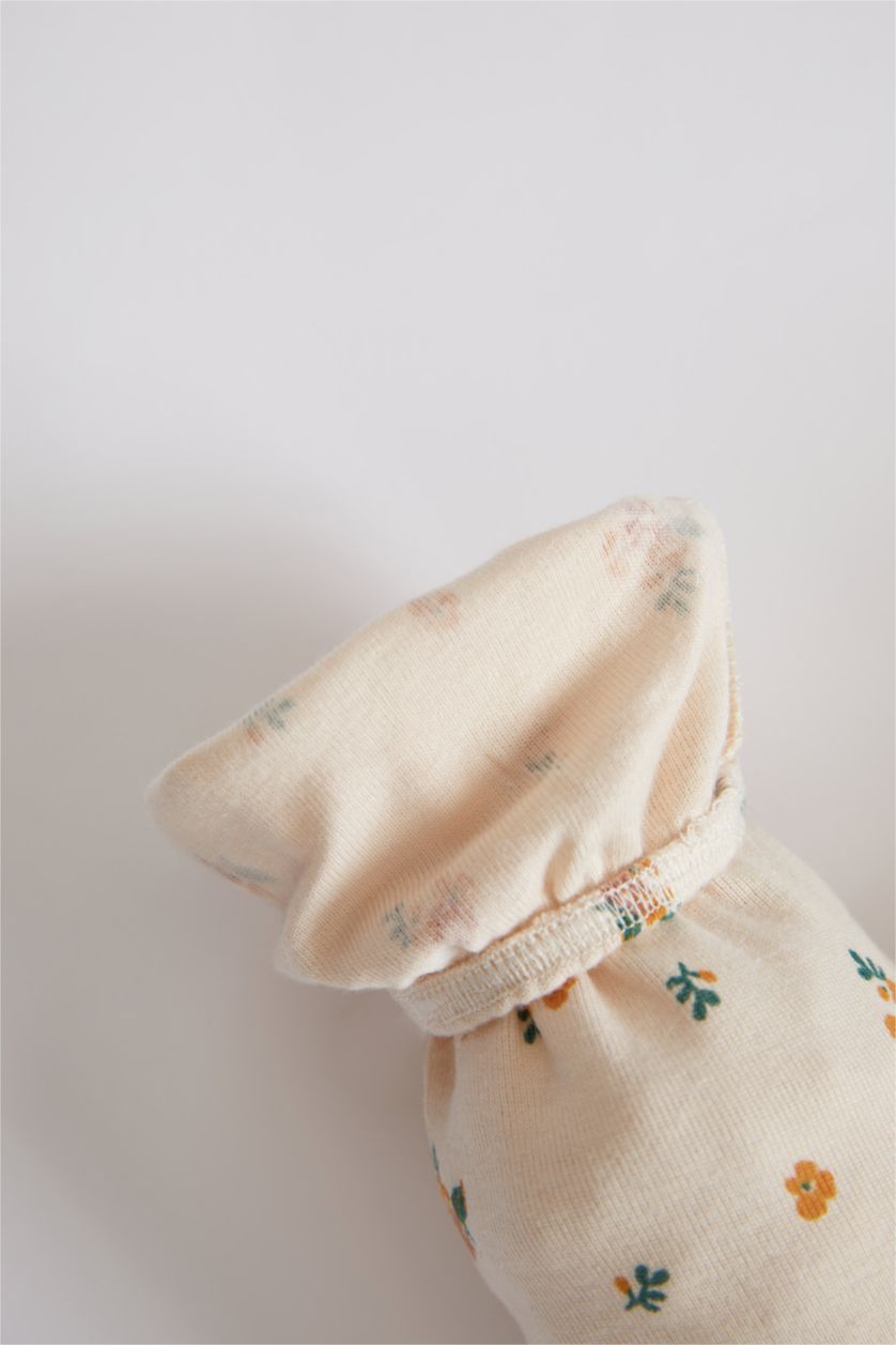 BÉBÉ FILLE Beige Robe à manches longues en coton Bio durable à motif floral pour bébé Fille