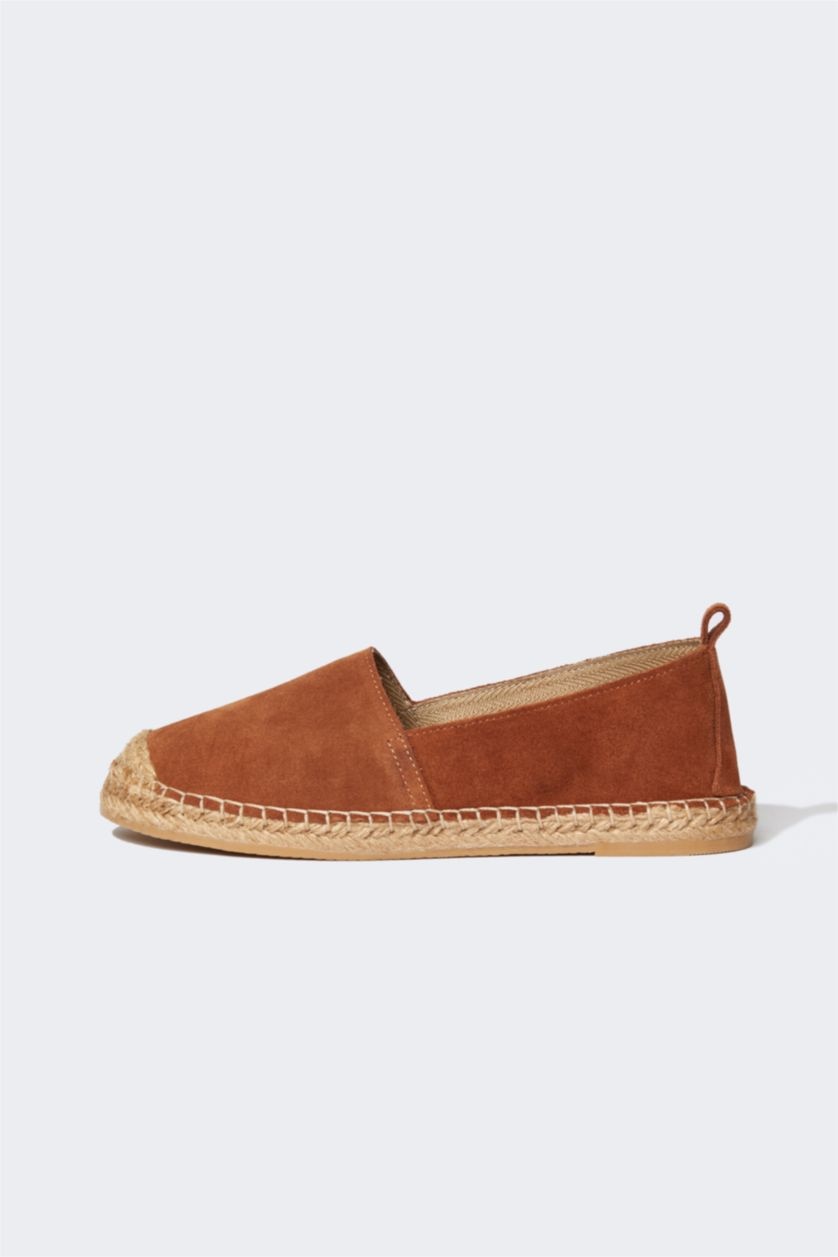 FEMME Marron Espadrilles Cuir Daim