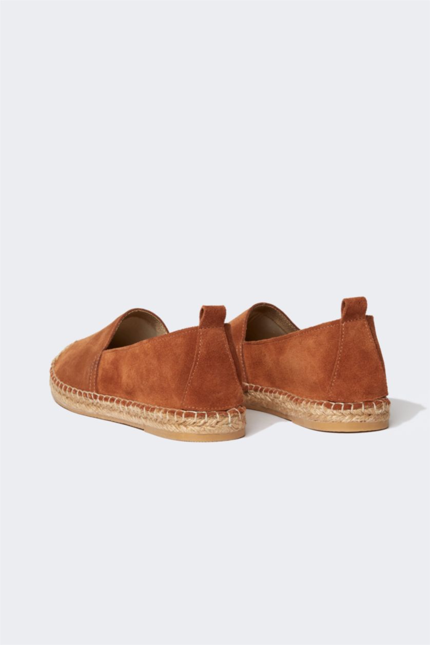 FEMME Marron Espadrilles Cuir Daim