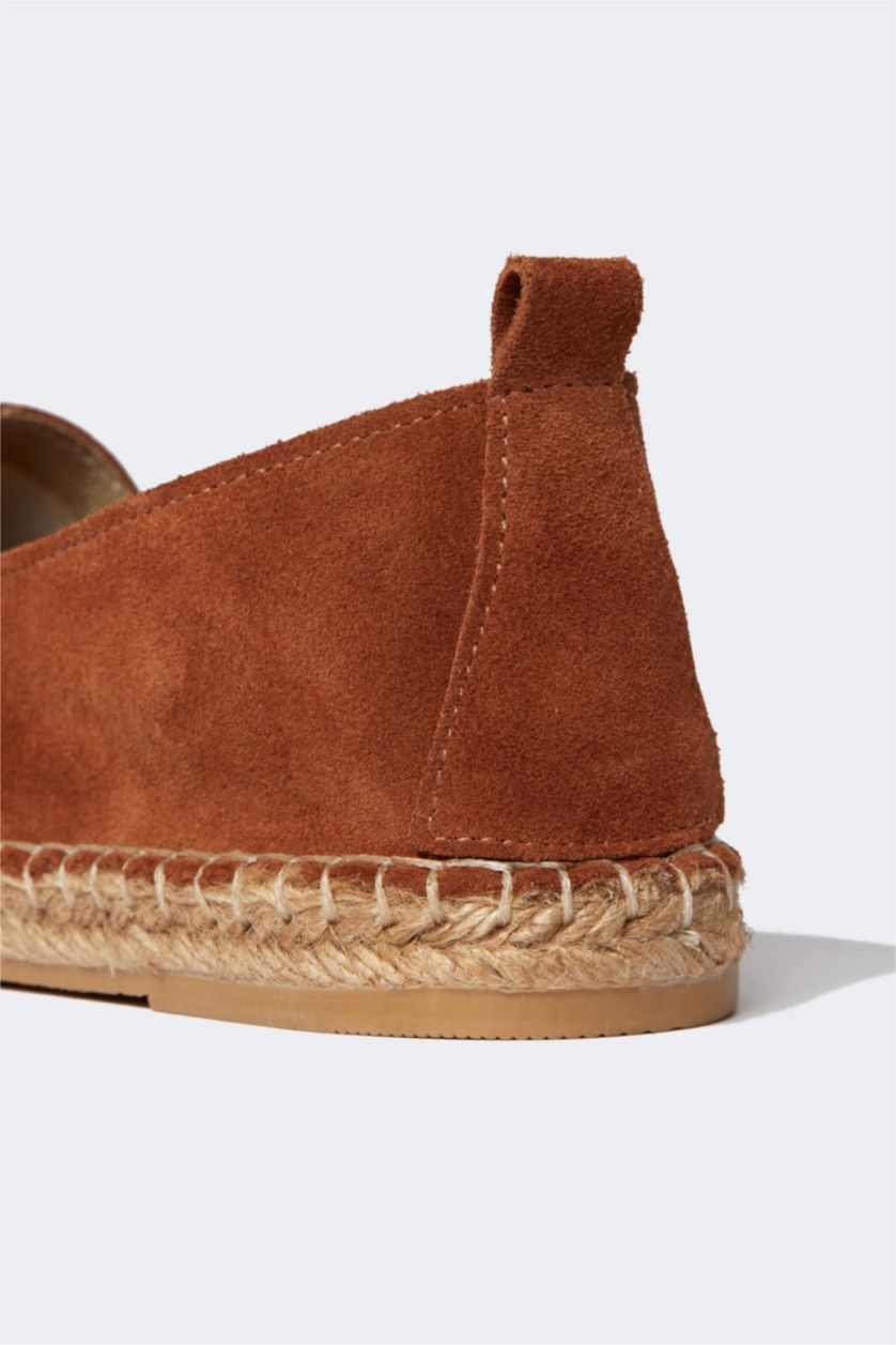 FEMME Marron Espadrilles Cuir Daim