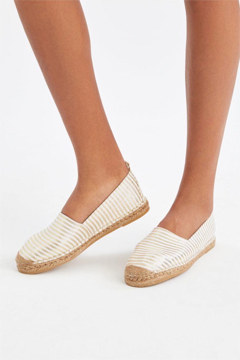 Woman Dark Aqua Striped Espadrilles Sand Shoes