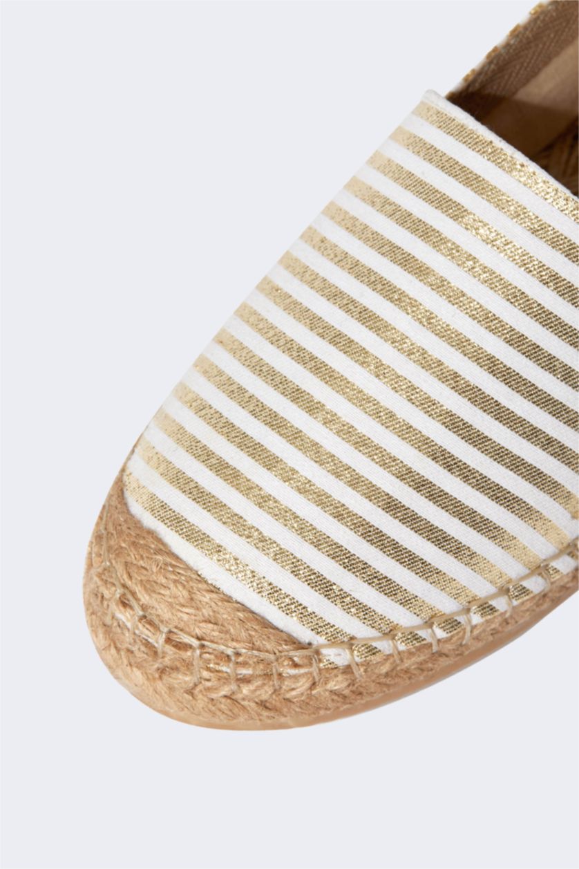 Woman Dark Aqua Striped Espadrilles Sand Shoes