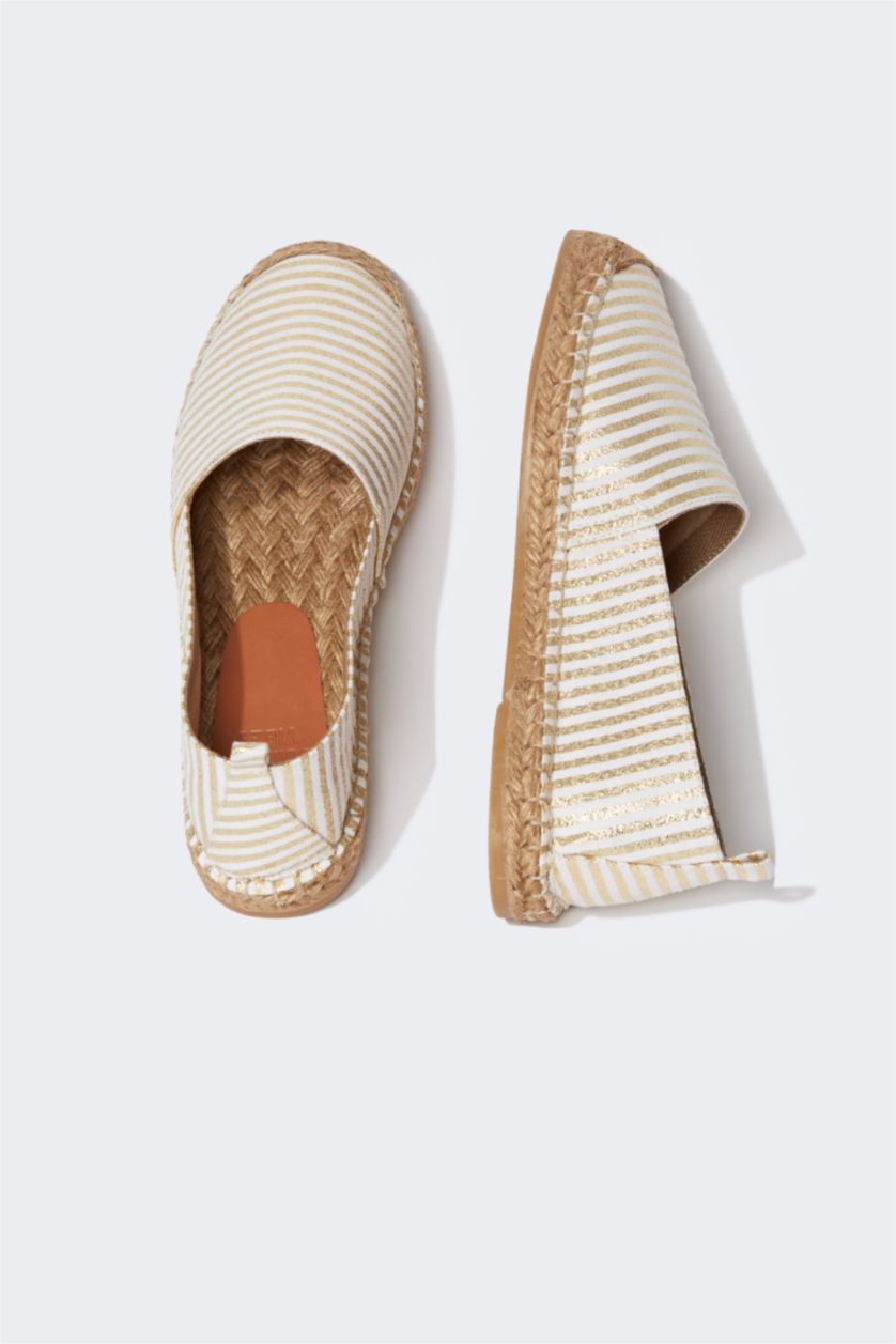 Woman Dark Aqua Striped Espadrilles Sand Shoes